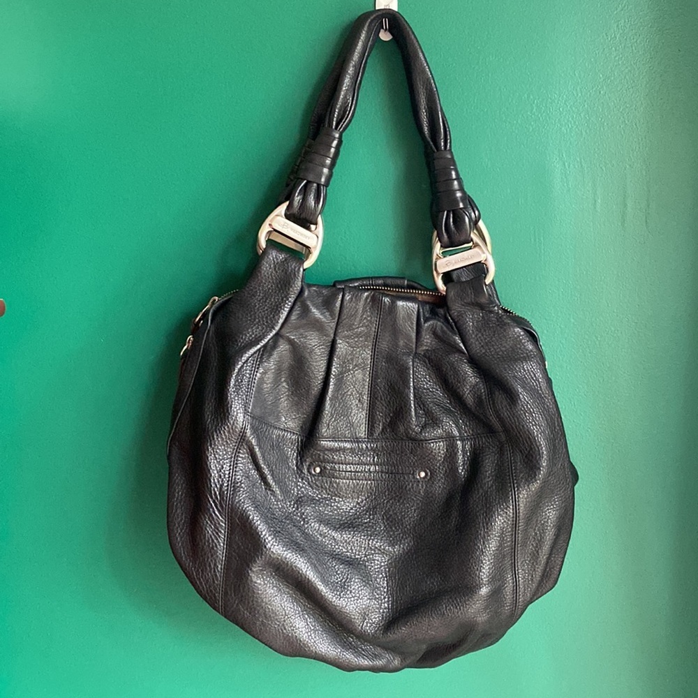 B Makowsky Black Leather Shoulder Bag